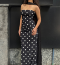 Amaya Scarf Strapless Maxi Polka Dot Dress