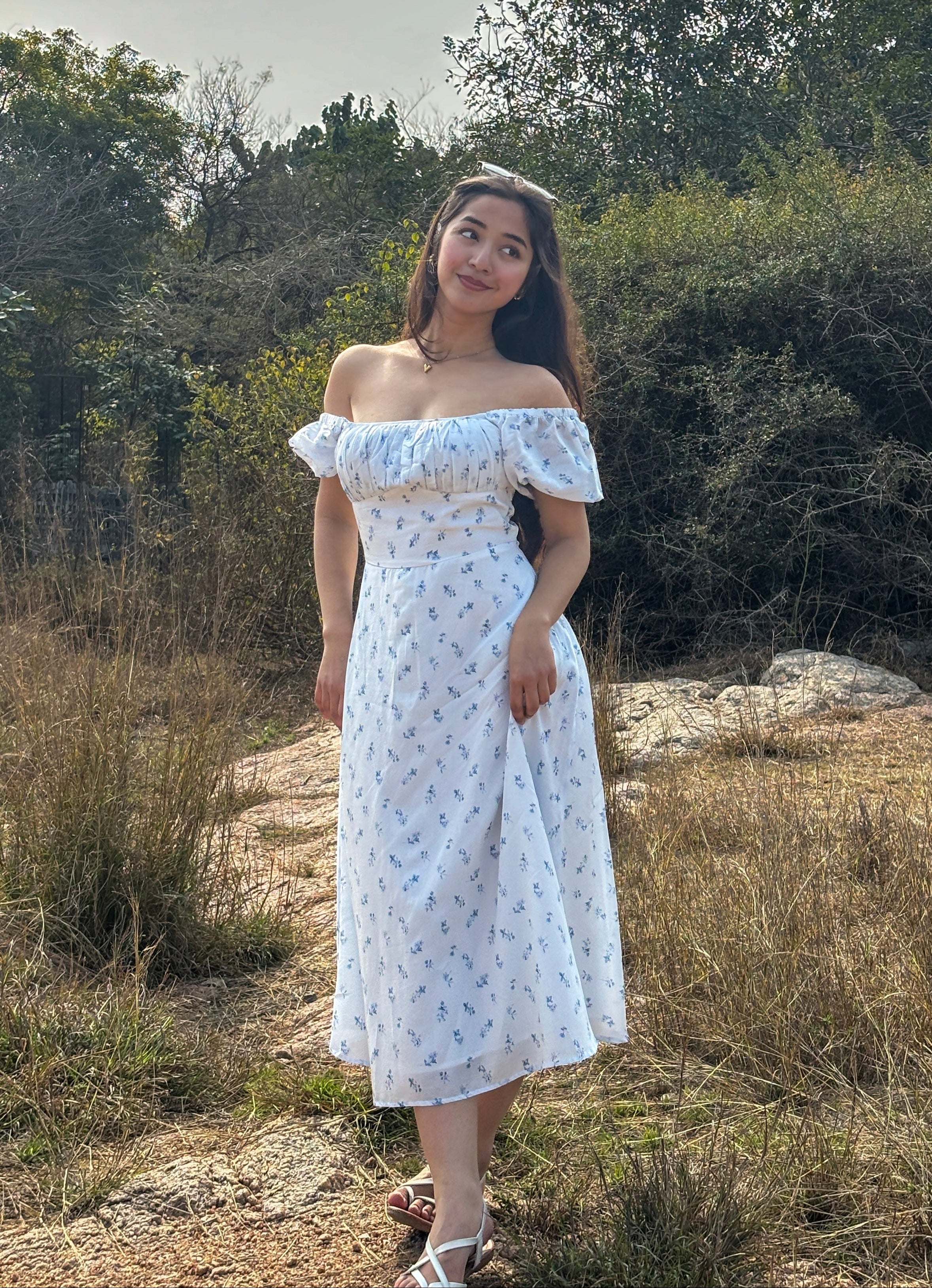 Serene Light Blue Meadow Dress