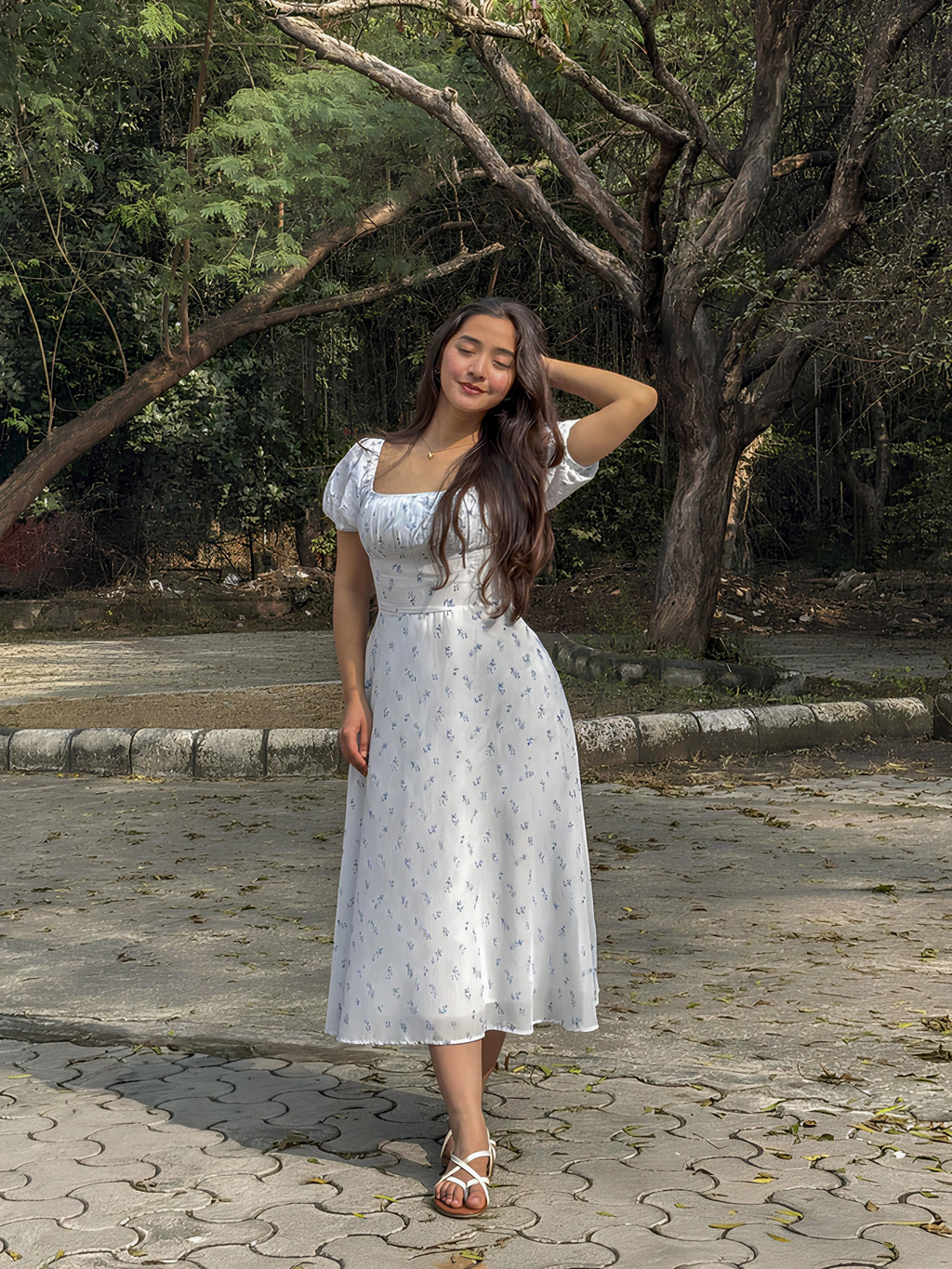 Serene Light Blue Meadow Dress