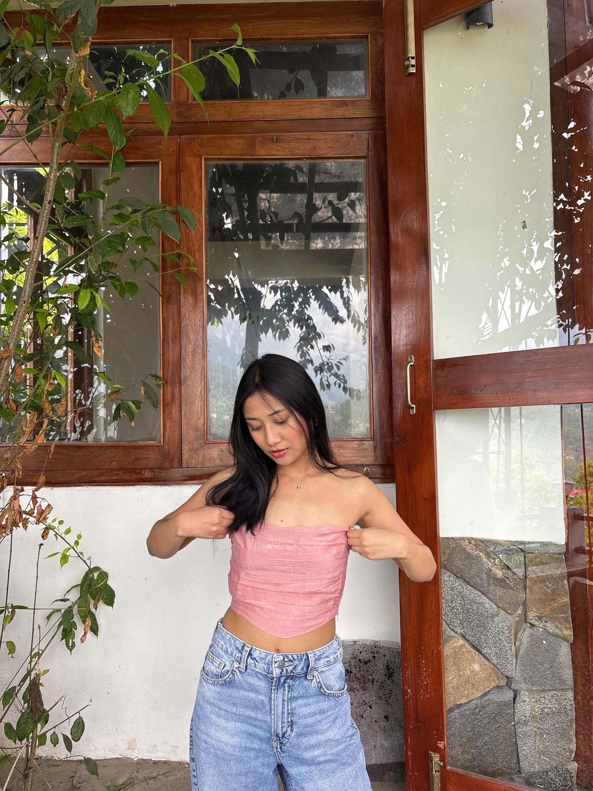 Elina's Glass Organza Top - Pink