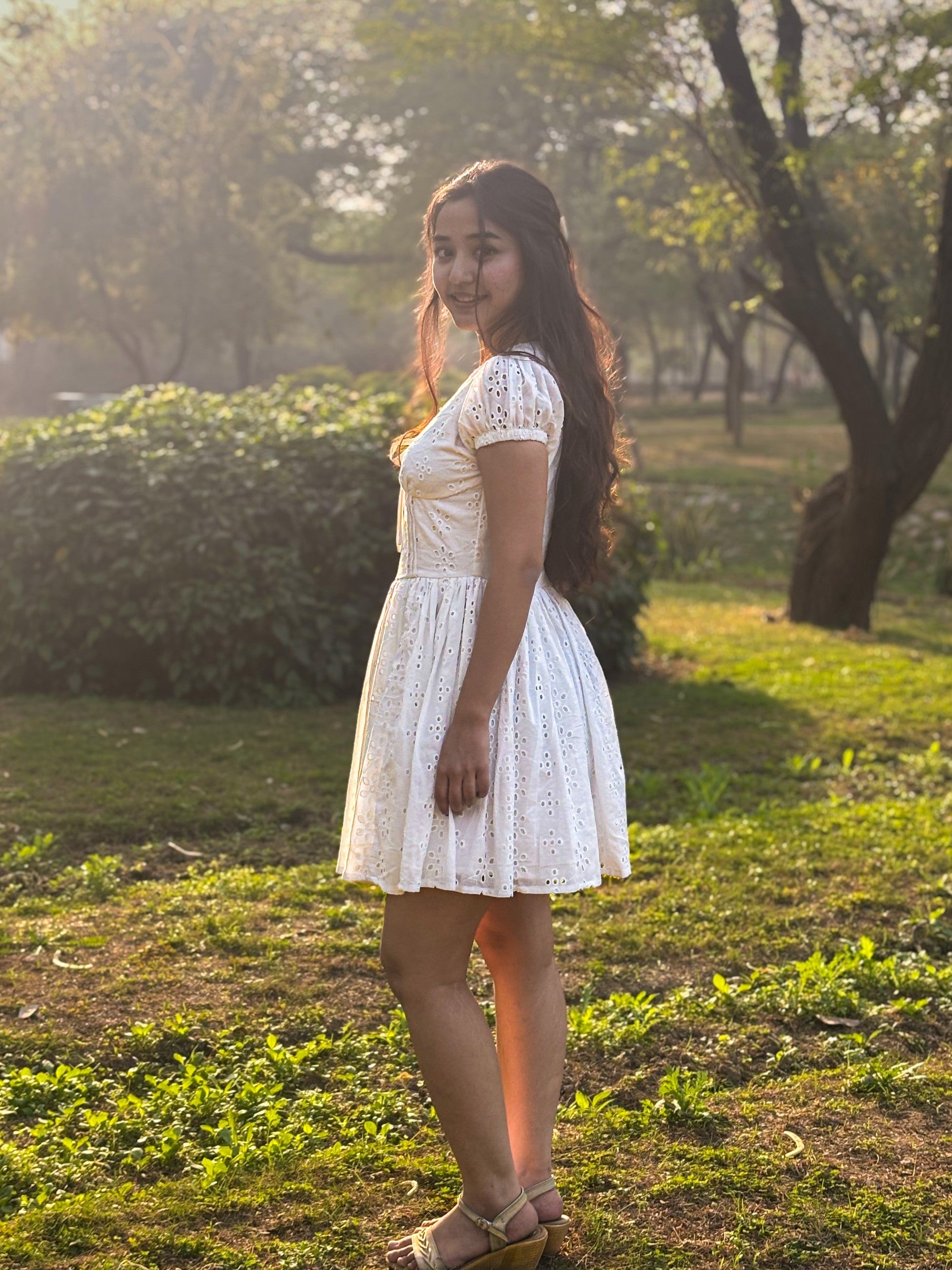 elise eyelet mini dress Aylin Collared Eyelet Mini Dress White L