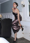 Mocha Shimmer Strapless Dress