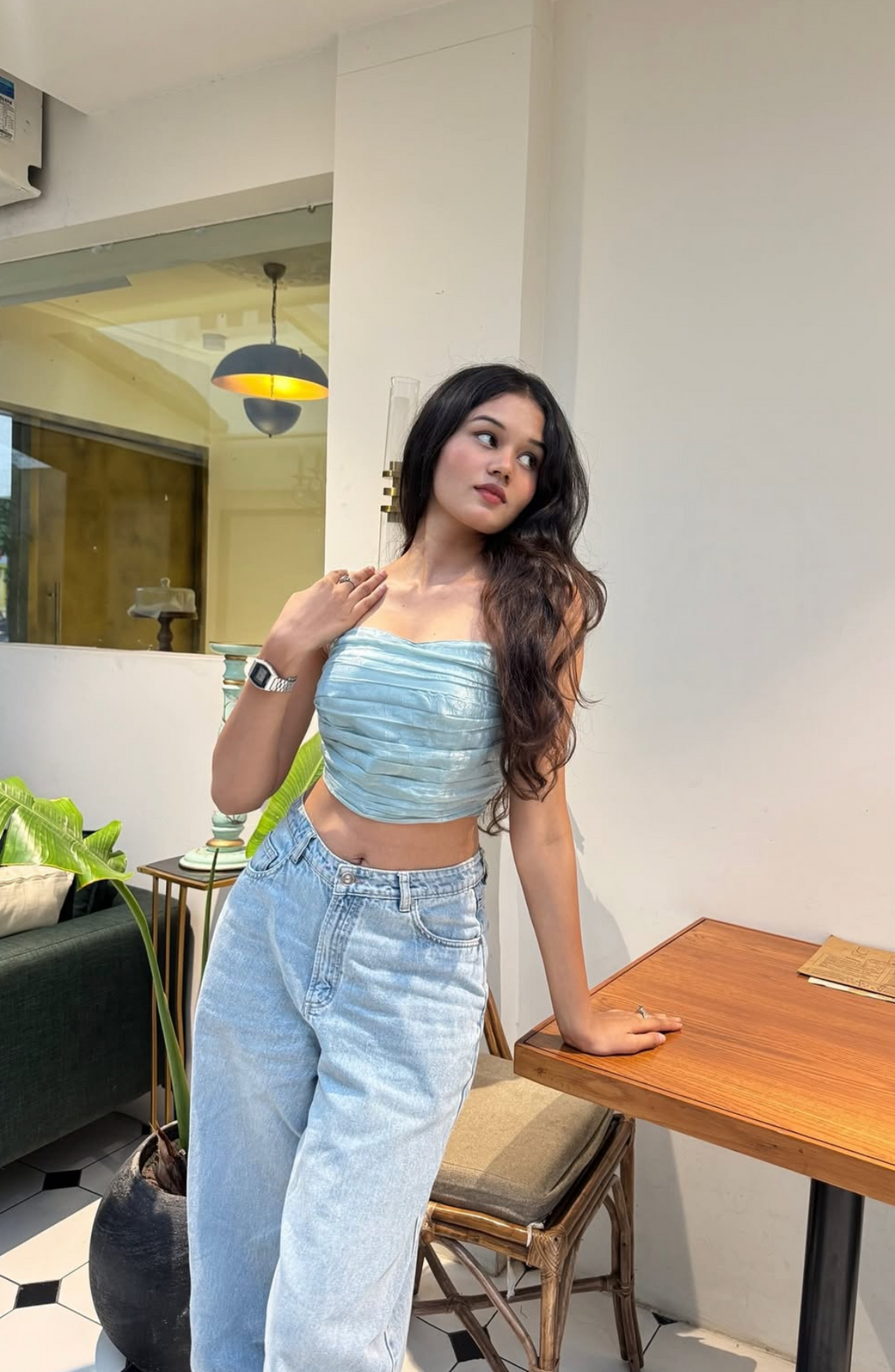 Elina's Glass Organza Top - Blue