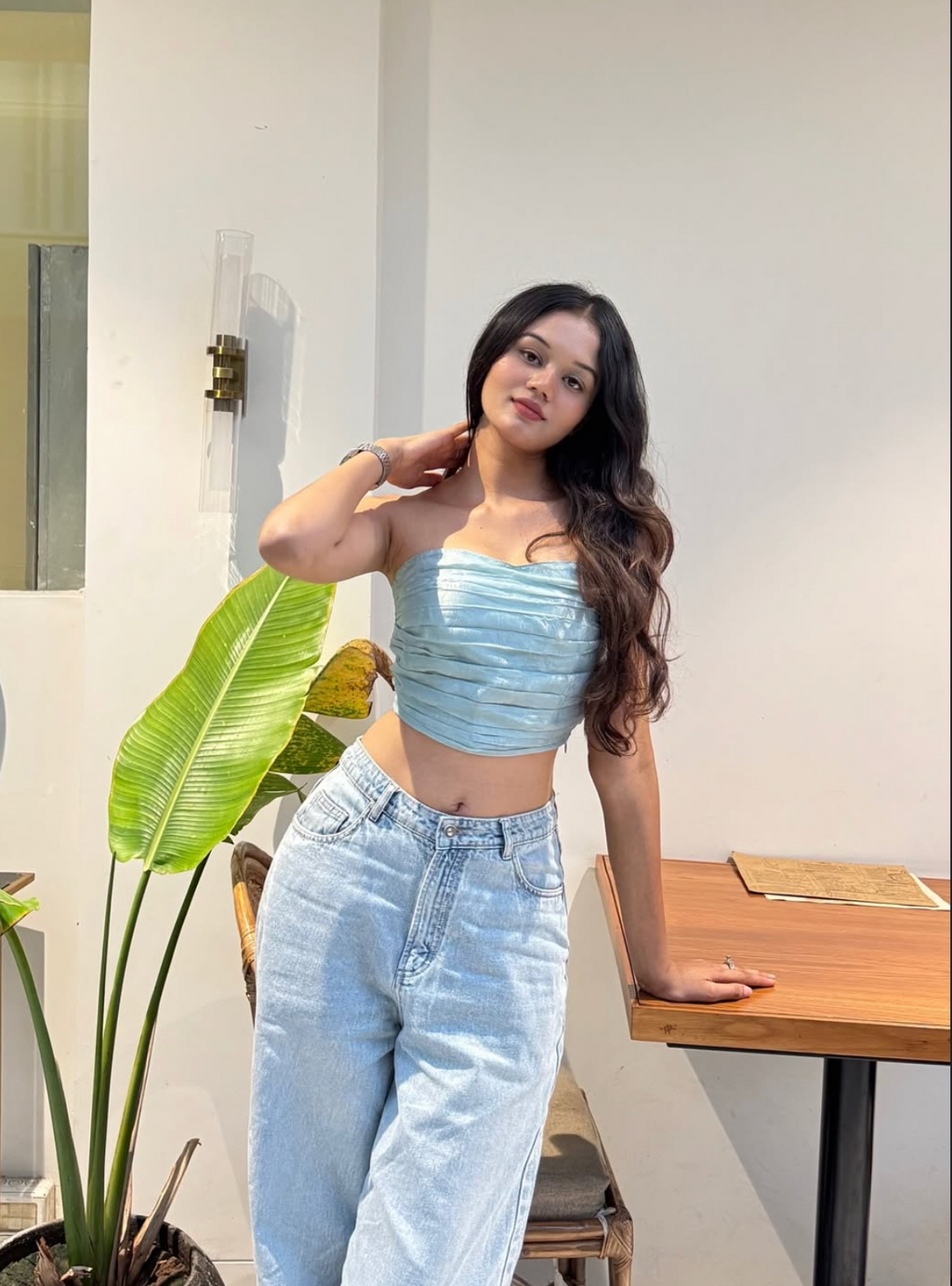 Elina's Glass Organza Top - Blue