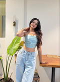 Elina's Glass Organza Top - Blue